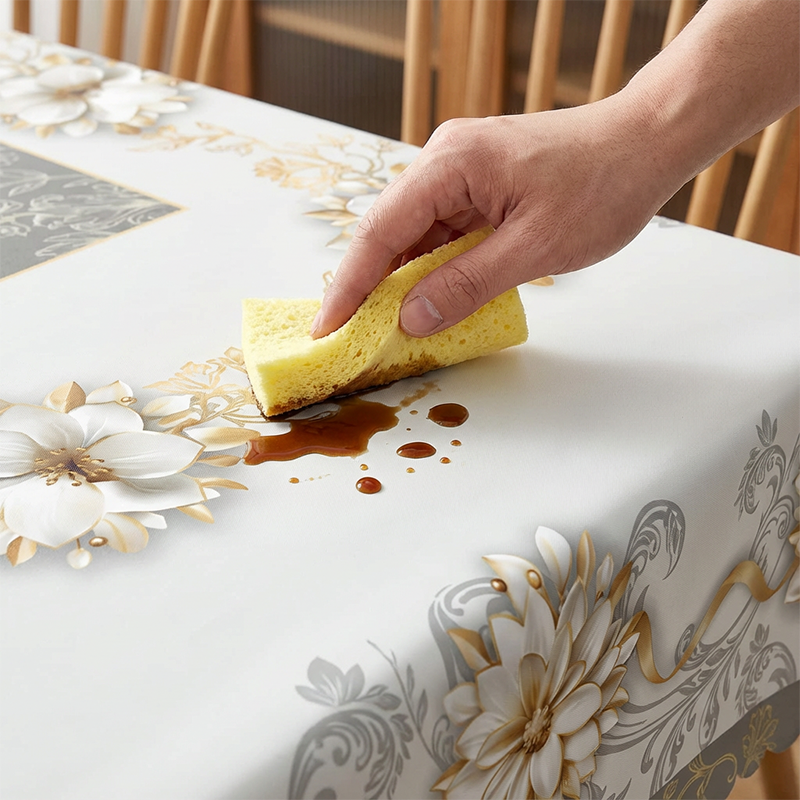 FloraGuard – Waterproof Embossed Floral Tablecloth