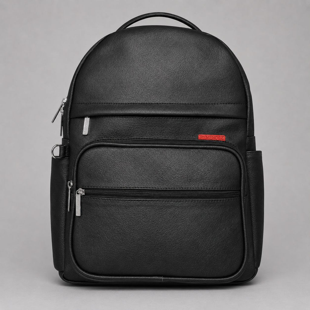 RedCore – Black Vegan Leather Laptop Backpack