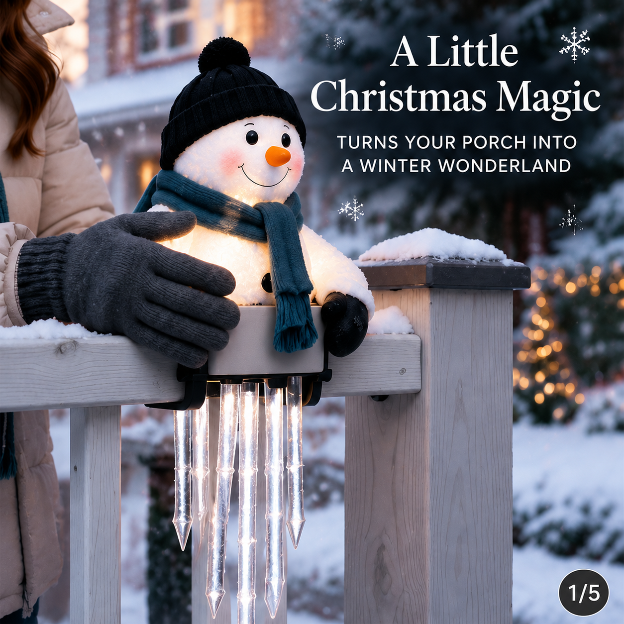 WinterGlow – Christmas Holiday Friends Icicle Railing Lights