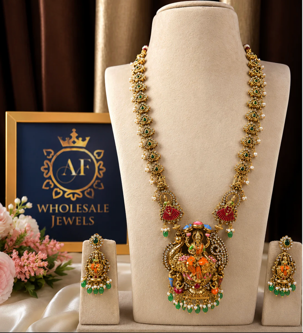 LakshmiGrace – Temple Haram Necklace & Matching Earrings