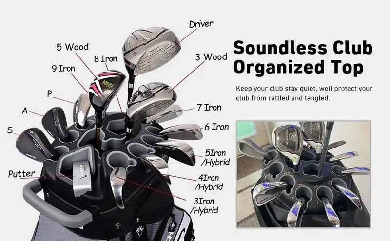 Ask Echo Golf T-LOCK Cart Bag 14 Way Organizer Dividers Quiet Golf Bag