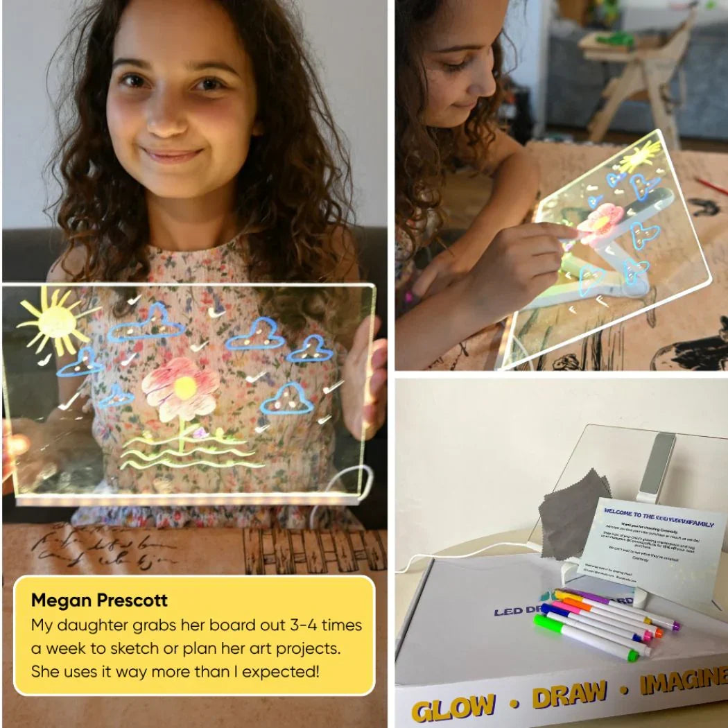 GlowSketch – Light-Up LED Drawing & Note Board with 7 Colour Pens