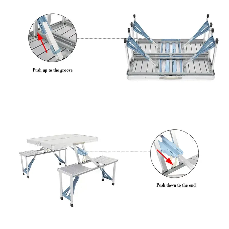PicniCase – Integrated Aluminum Folding Table and Chairs Set