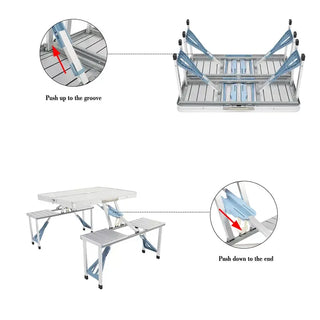 PicniCase – Integrated Aluminum Folding Table and Chairs Set