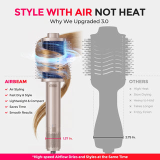 AirBeam Champagne – TYMO 3-in-1 Hot Air Dryer Brush for One-Step Drying & Styling