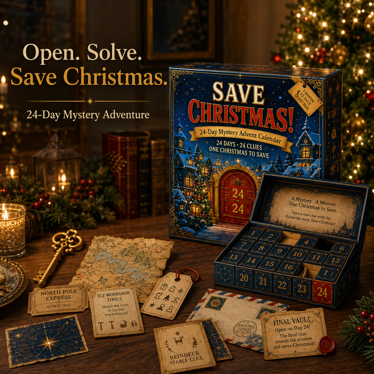 ⏳🎄🔎 ClueQuest – 24-Day Mystery Adventure Advent Calendar