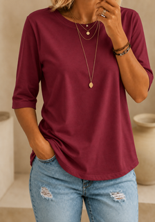 CalveraComfort – Women's Essential Round-Neck Cotton Tee