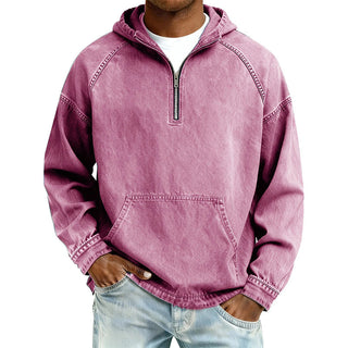 ✨ UrbanEase – Men’s Denim-Inspired Zip Hoodie 👖