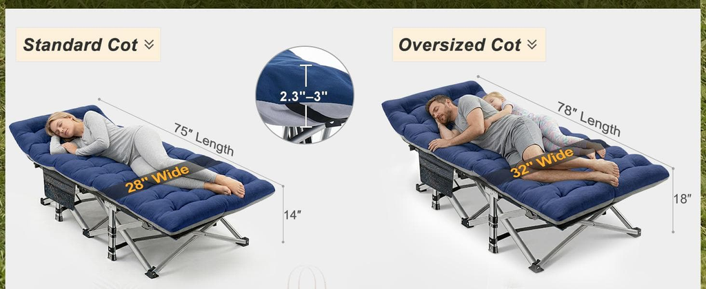 RestFold – Heavy-Duty Folding Camping Cot with Mattress