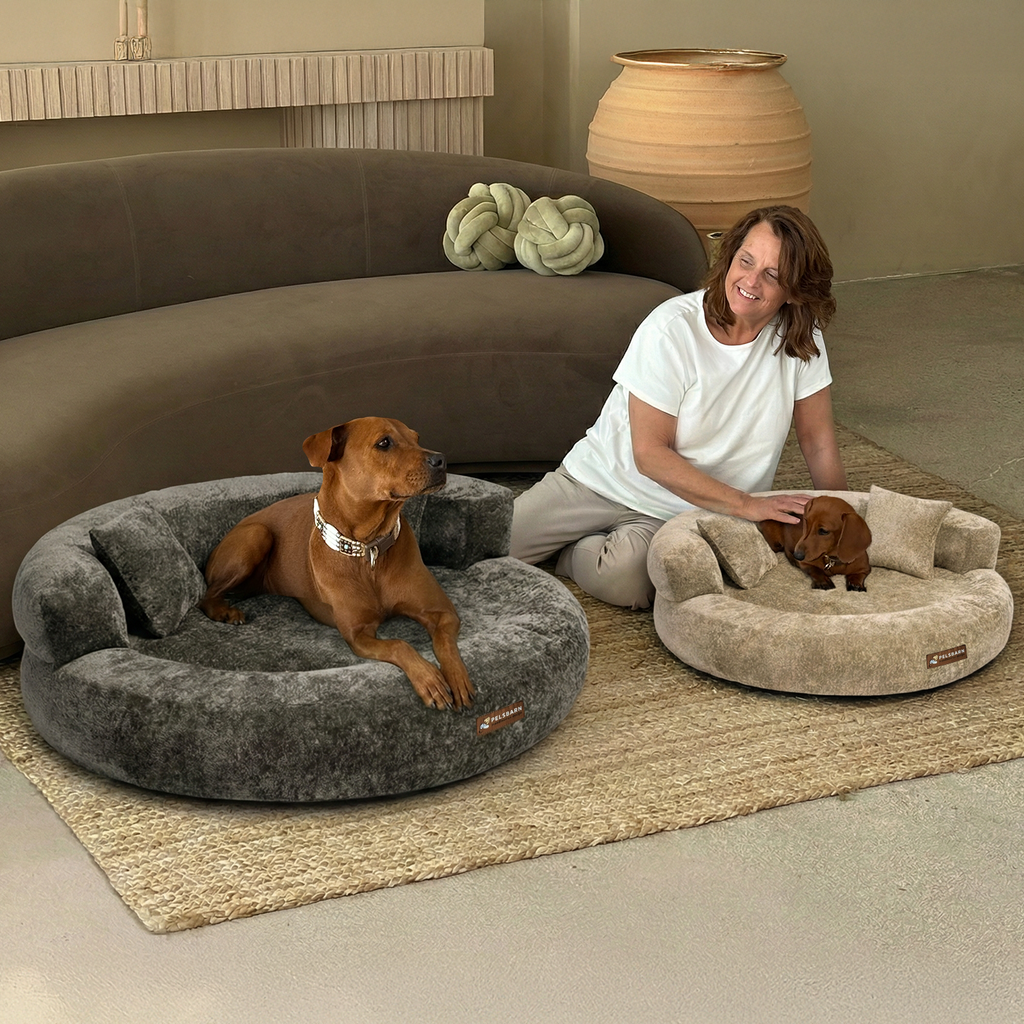 CloudNest – Orthopedic Velvet Dog Bed with Raised Bolsters