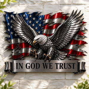 EaglePride – In God We Trust Bald Eagle & American Flag Wall Decor