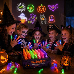 👻🎃 GlowBoo – Halloween LED Finger Projector Rings, Party Favors for Kids