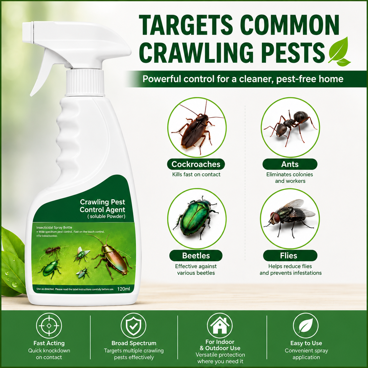 BugGuard – Multi-Purpose Pest Control Kit for Roaches, Ants, Spiders, Bed Bugs & 40+ Household Pests, Indoor & Outdoor