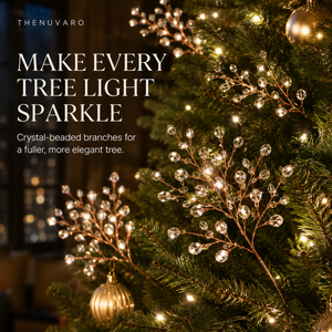 ✨ GlintSprig – Crystal Beaded Christmas Tree Branch Picks for Instant Sparkle & Fuller Holiday Décor