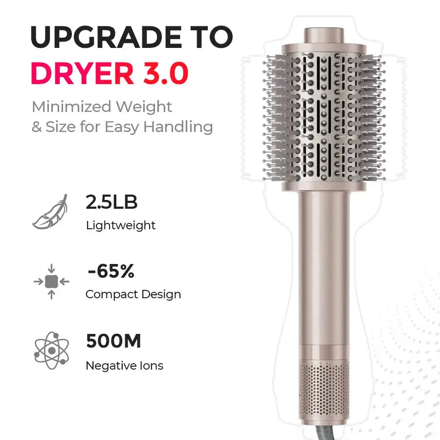 AirBeam Champagne – TYMO 3-in-1 Hot Air Dryer Brush for One-Step Drying & Styling