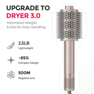 AirBeam Champagne – TYMO 3-in-1 Hot Air Dryer Brush for One-Step Drying & Styling