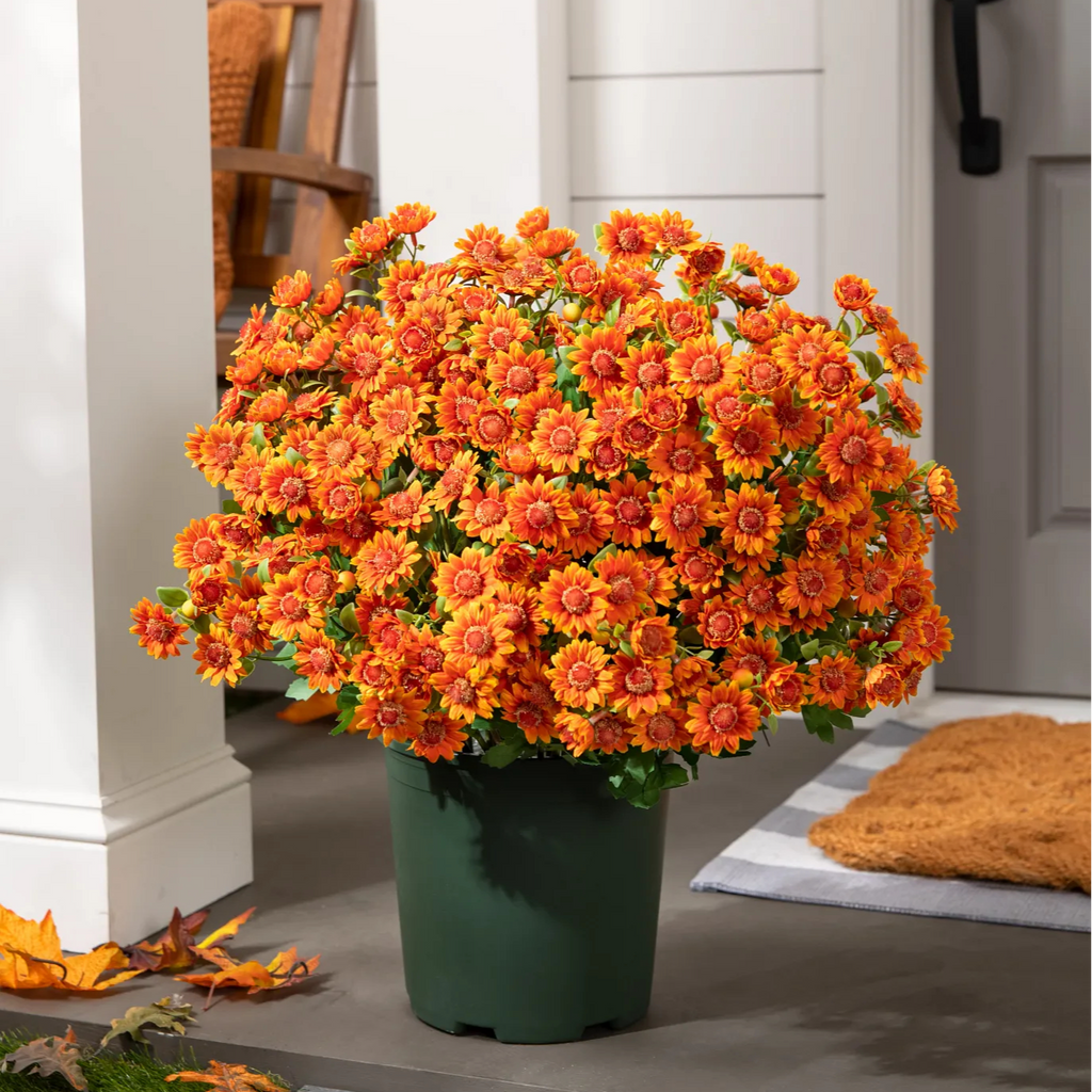 SunsetBloom – 💥🌼 Artificial Outdoor Mums, UV-Resistant, Waterproof & Windproof