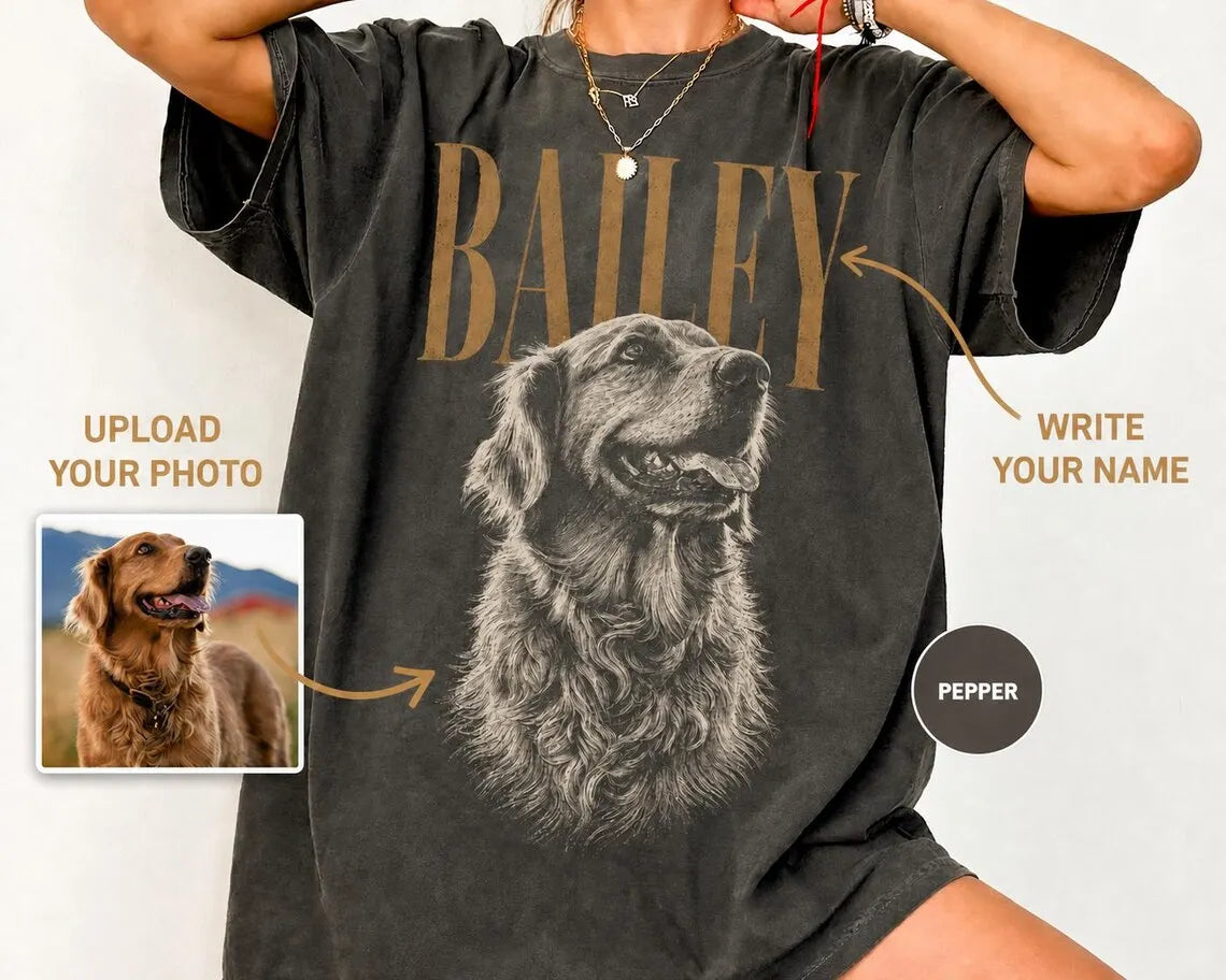 PawPortrait – Custom Pet Photo & Name Shirt, Tee, Sweatshirt or Hoodie