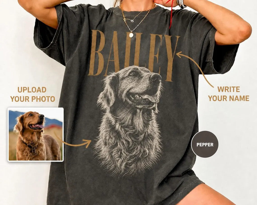PawPortrait – Custom Pet Photo & Name Shirt, Tee, Sweatshirt or Hoodie