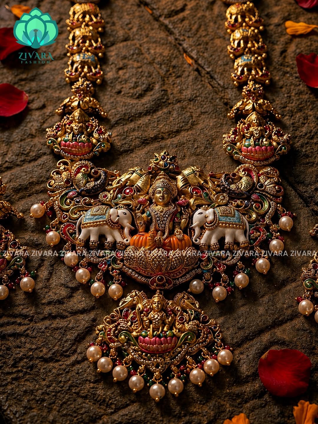 LakshmiGrace – Temple-Style Lakshmi Necklace & Earring Set