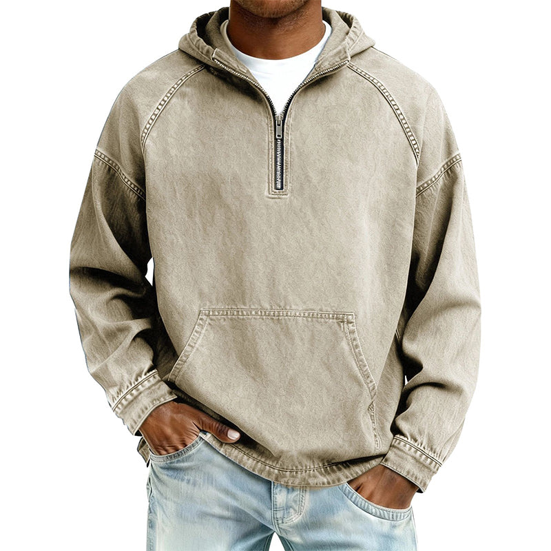 ✨ UrbanEase – Men’s Denim-Inspired Zip Hoodie 👖