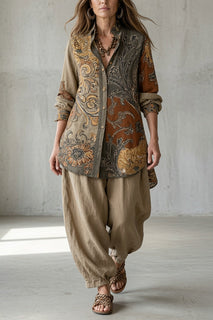 NatalieDrape – Women's Vintage Paisley Shirt and Trouser Set