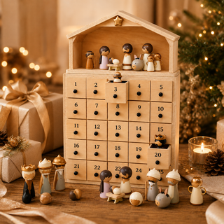 NativityJoy – 2026 Wooden Nativity Advent Calendar with 24-Day Countdown & Story Book