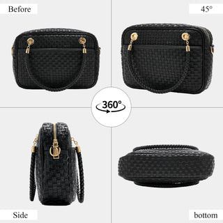 CheckWeave – Chic Checkered Woven Top Handle Crossbody Shoulder Bag in Vegan Leather