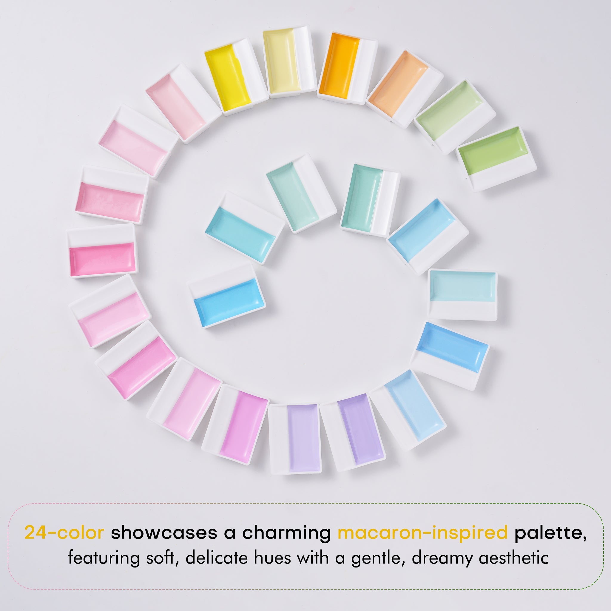 MacaronMuse – 24-Color Opaque Semi-Solid Watercolor Paint Set
