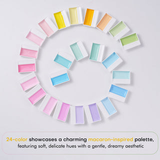 MacaronMuse – 24-Color Opaque Semi-Solid Watercolor Paint Set
