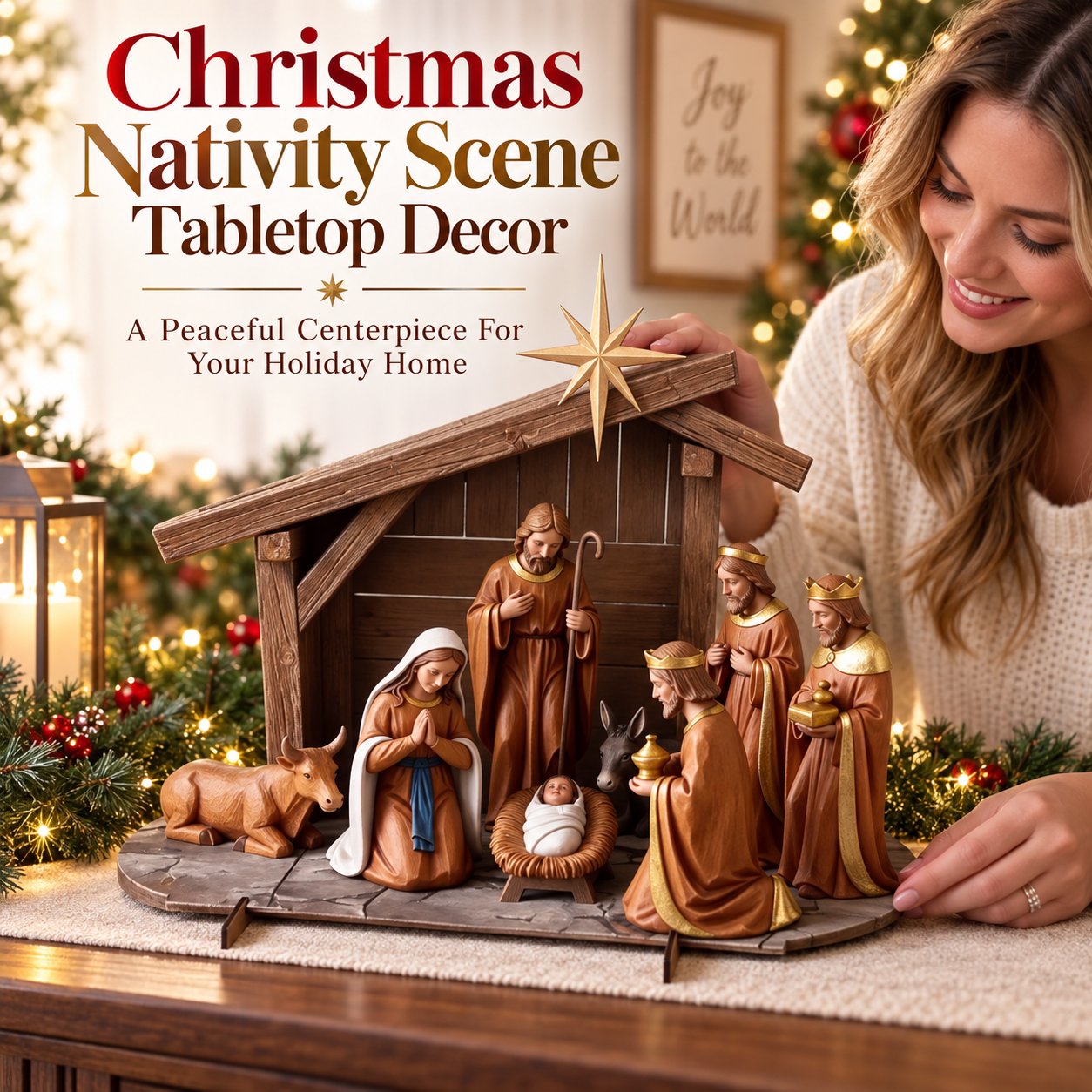 ✝️ HolyNight – Christmas Nativity Scene Tabletop Decor