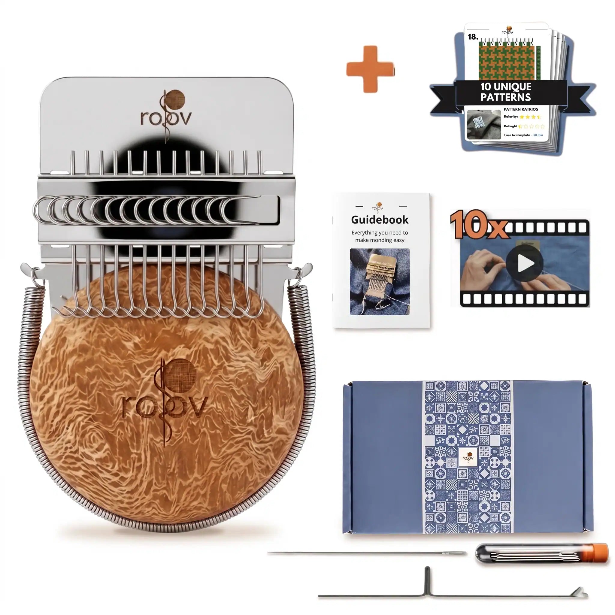 MendLoom – Wooden Darning Loom Kit with Patterns & Video Tutorials