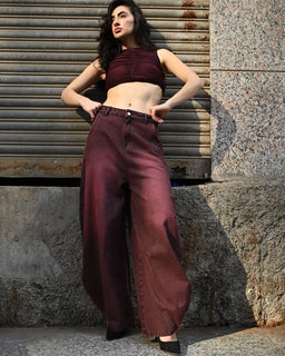 BarrelBloom – High-Rise Barrel Cut Wide-Leg Denim