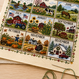 🧵 SeasonStitch – 12-Month Seasonal Cross-Stitch Kit 🌿