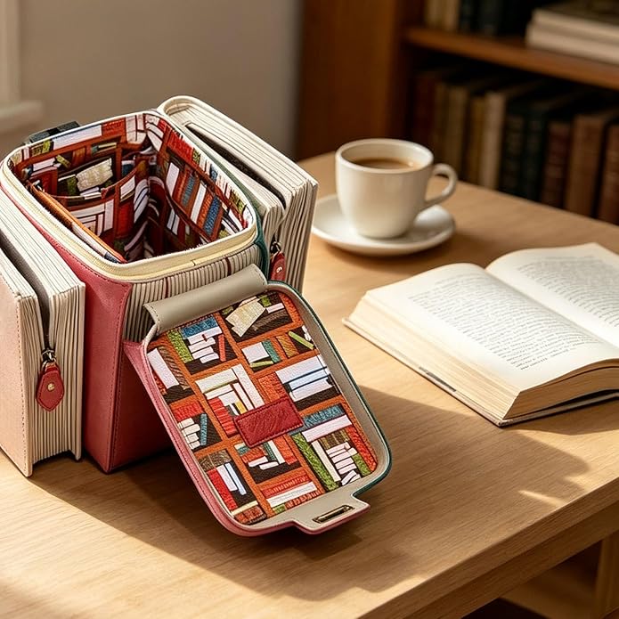 ShelfTote – Vintage Stacked Books Crossbody & Top Handle Handbag