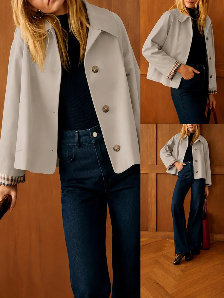 TrenchEase – Classic Cropped Trench Jacket