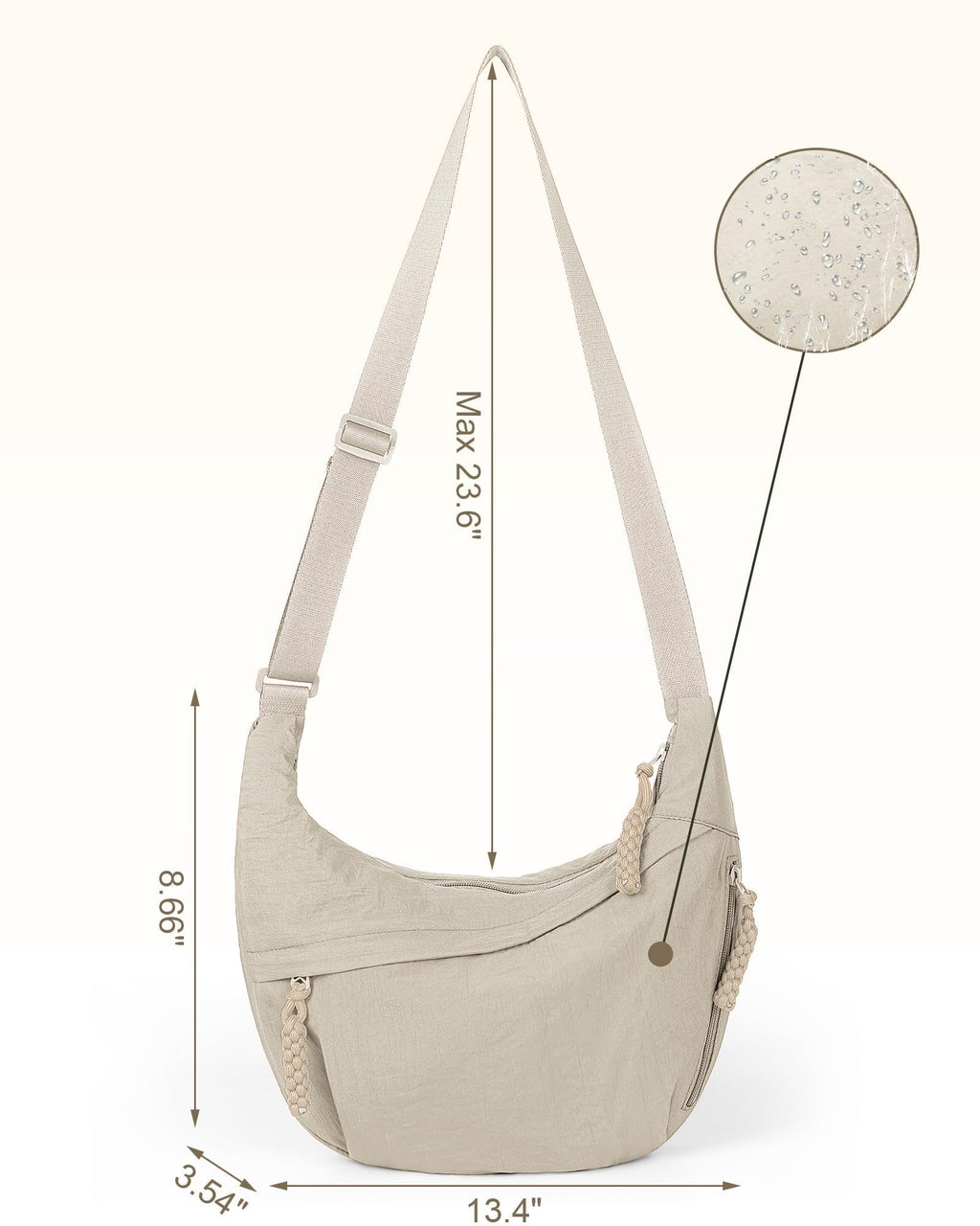 CrescentCarry – 🏆👜 Women's Plain-Color Nylon Crossbody Hobo Bag