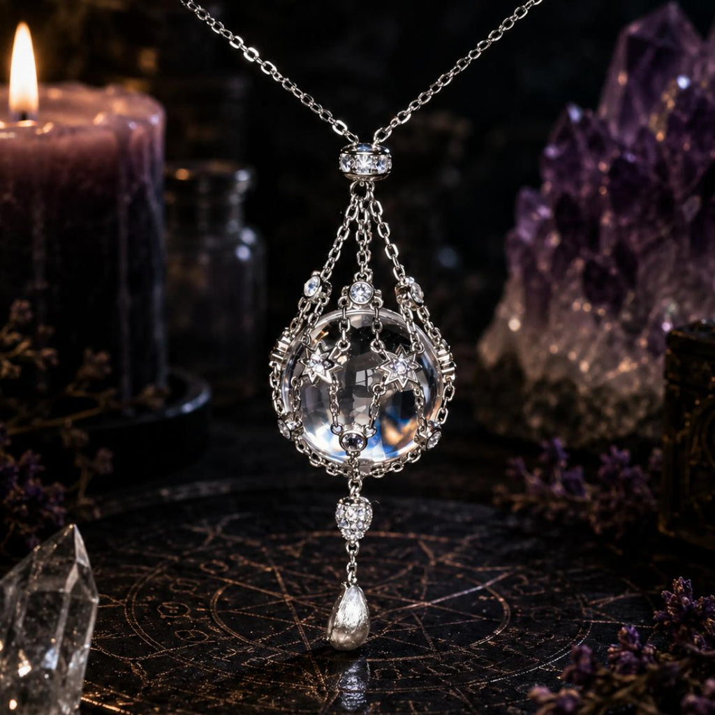 ✨StarGlow – Celestial Crystal Cage Pendant Necklace