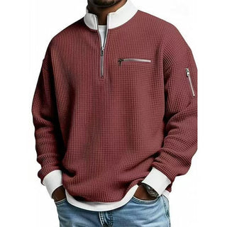 ZipCrest – Men's Casual Stand-Up Collar Contrast-Zip Sweatshirt
