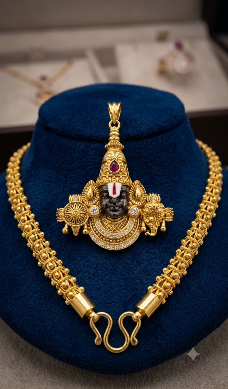 VenkataAura – Traditional Venkateshwara Gold-Tone Pendant