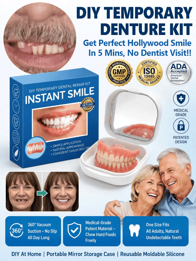 InstantSmile – DIY Temporary Denture Kit with Mirror Storage Case