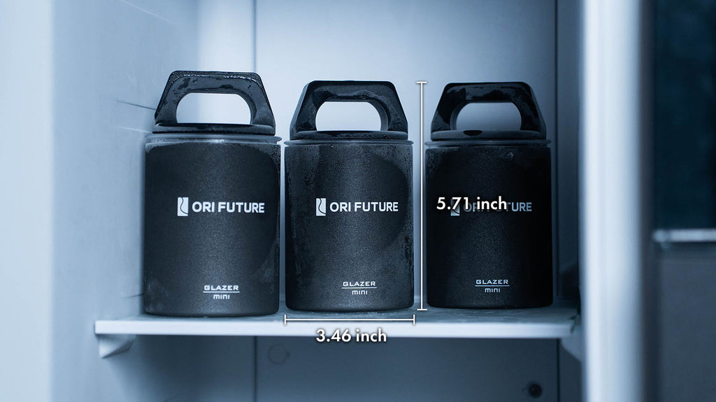GLAZER mini stored compactly inside a freezer