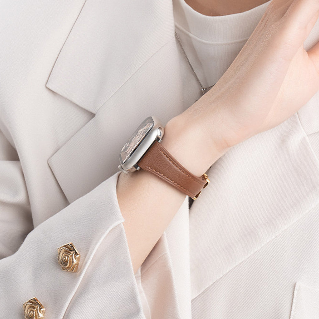 CharmCurve – Slim Genuine Leather Apple Watch Strap with Metal Charm