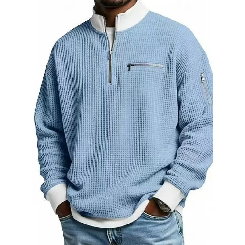 ZipCrest – Men's Casual Stand-Up Collar Contrast-Zip Sweatshirt