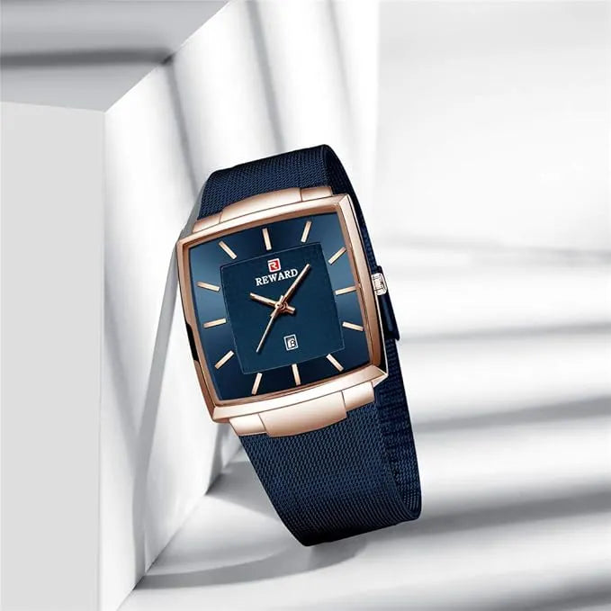 SquareMesh – Men’s Quartz Watch with Mesh Bracelet