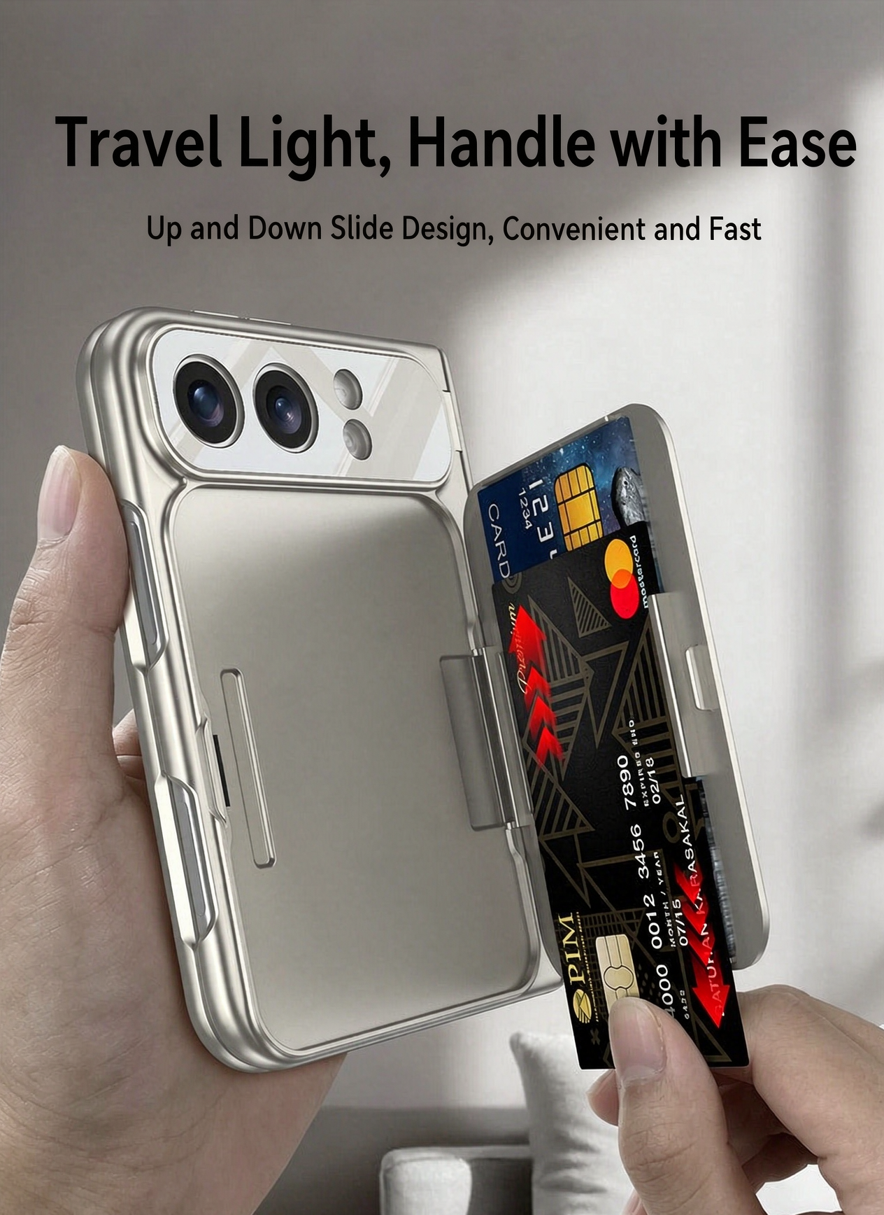 ⭐PrismFold – Magnetic Leather Wallet Stand Case with Screen Glass Film for iPhone Duo