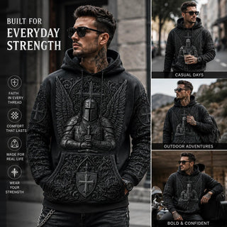 TemplarSpirit – Men’s Vintage Knights Templar Faith-Print Hoodie