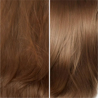 TYMO hair straightener in action, showing smoother and straighter hair after use, reducing frizz for a polished appearance.