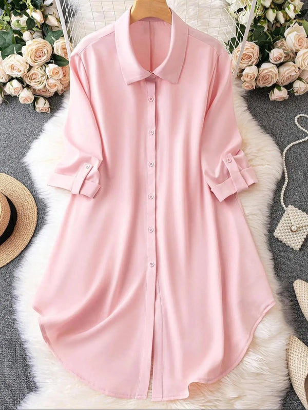 ClassicContour – Plus-Size Long-Sleeve Button-Up Blouse