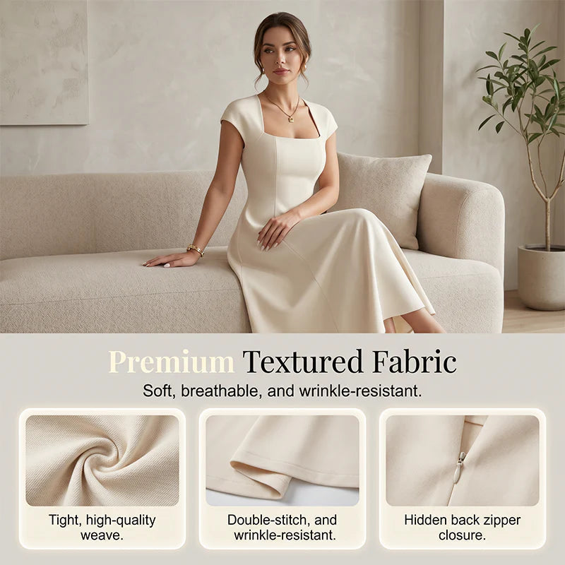 GraceLine – Women’s Square-Neck A-Line Midi Dress